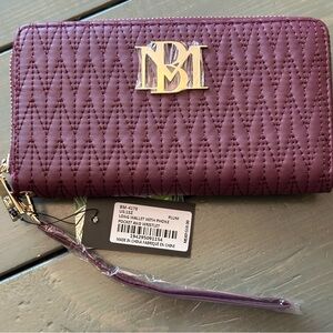 Badgley Mischka Long Wallet with Phone Pocket & Wristlet - Plum